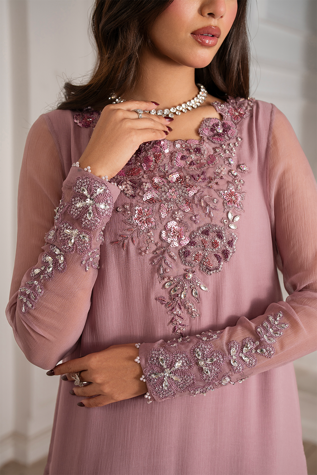 Iznik I Festive Formal I UE-418 Embroidered Chiffon - Ladies Clothes - Maria Faisal