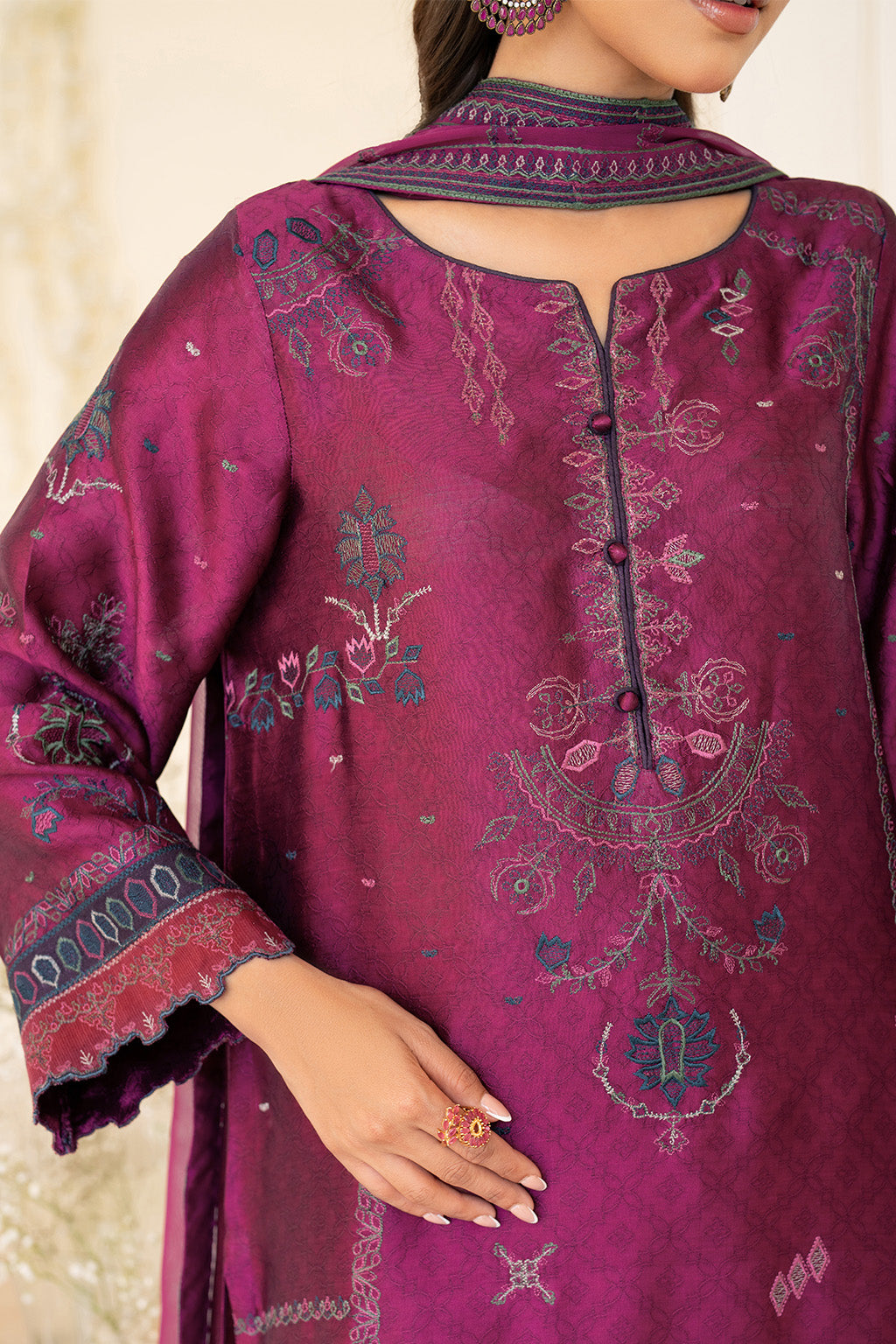 Iznik | Festive Formal | UE-436 Embroidered Pure silk - Ladies Clothes - Maria Faisal