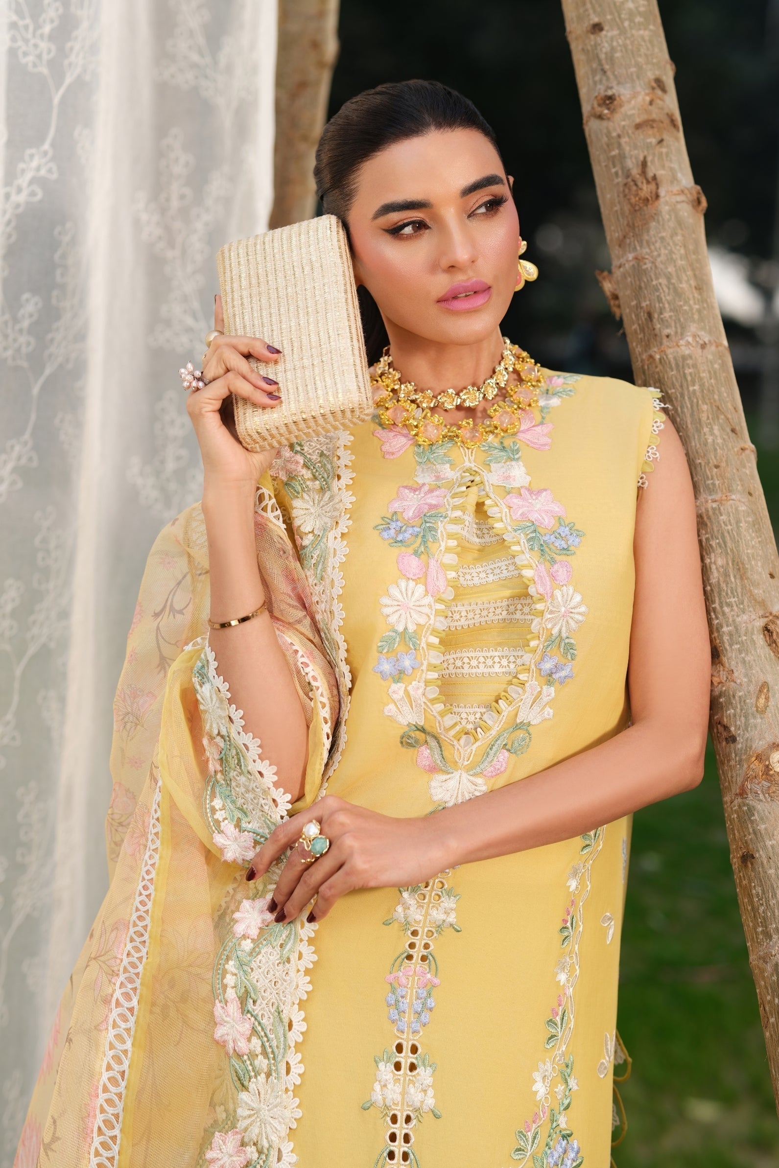 Maryam Hussain | Luxury Lawn 26 | Sunflower - Luxury Dress - available at Maria Faisal in UK and USA.