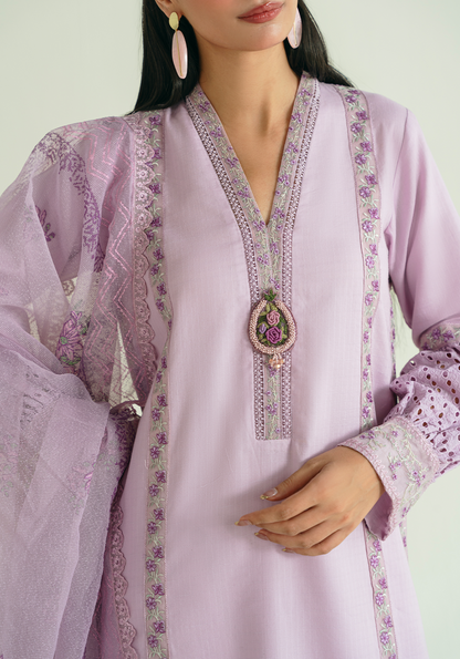 Zarqash | Whispers of Summer | LAVENDER VINES - Casual Dress - available at Maria Faisal in UK and USA.