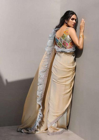 Layla Chatoor | Luxury Pret | Feather Trim - Luxury Dress - available at Maria Faisal in UK and USA.