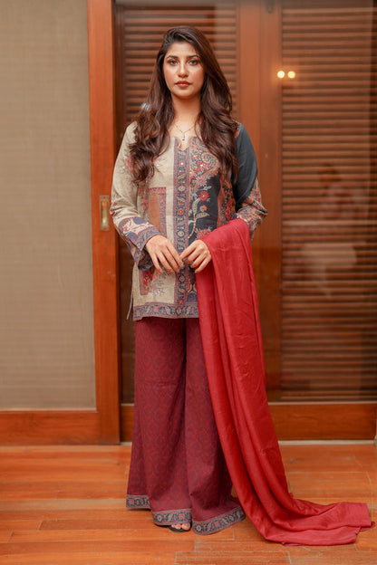 Shamaeel Ansari | Nazaakat Pret | Royal Crimson - Formal Dress - available at Maria Faisal in UK and USA.