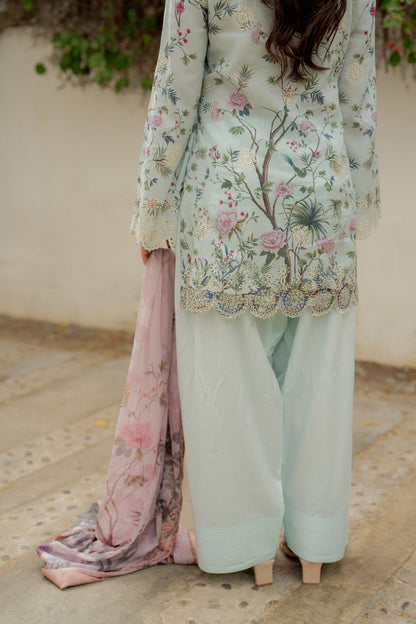Shamaeel Ansari | Nazaakat Pret | Pastel Bloom - Formal Dress - available at Maria Faisal in UK and USA.