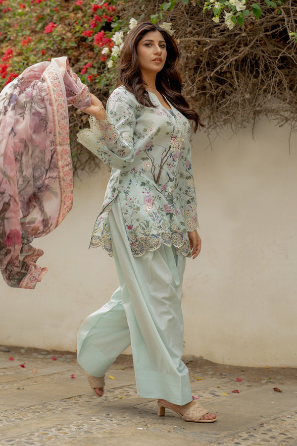 Shamaeel Ansari | Nazaakat Pret | Pastel Bloom - Formal Dress - available at Maria Faisal in UK and USA.
