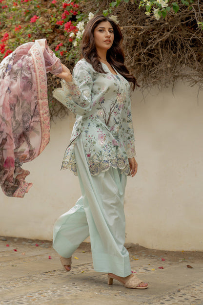 Shamaeel Ansari | Nazaakat Pret | Pastel Bloom - Formal Dress - available at Maria Faisal in UK and USA.