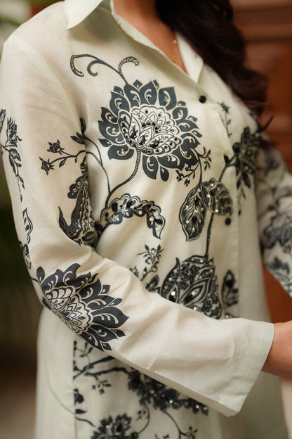 Shamaeel Ansari | Nazaakat Pret | Noir Blossom - Formal Dress - available at Maria Faisal in UK and USA.