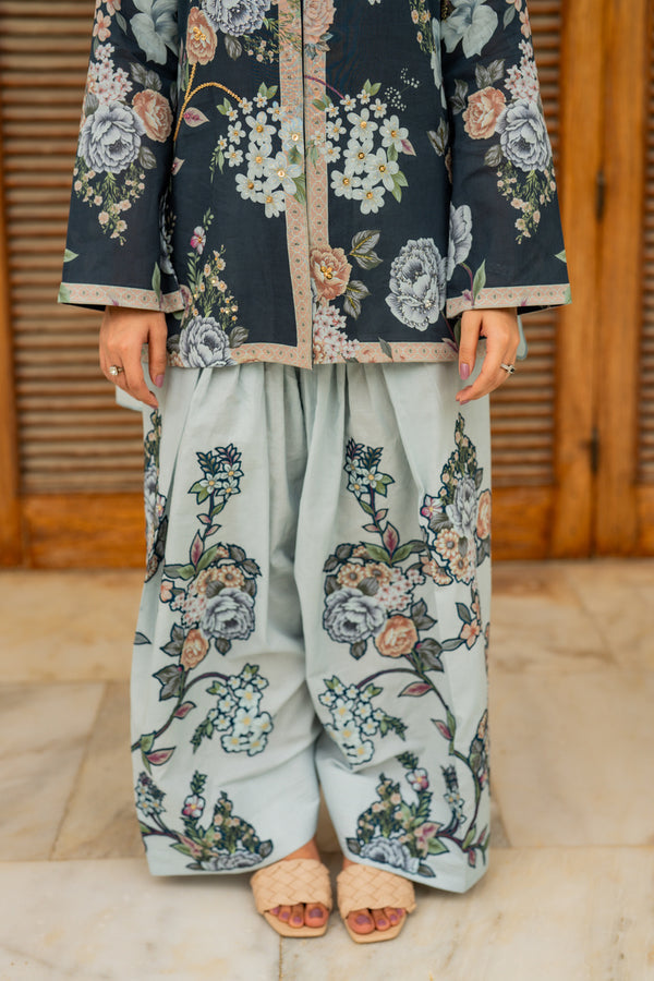 Shamaeel Ansari | Nazaakat Pret | Blue Mirage - Formal Dress - available at Maria Faisal in UK and USA.
