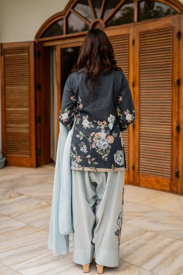 Shamaeel Ansari | Nazaakat Pret | Blue Mirage - Formal Dress - available at Maria Faisal in UK and USA.