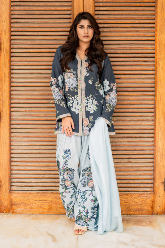 Shamaeel Ansari | Nazaakat Pret | Blue Mirage - Formal Dress - available at Maria Faisal in UK and USA.