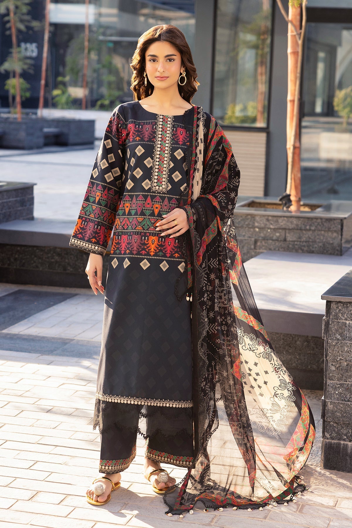 Charizma | Infinity Lawn | 3-PC Unstitched Embroidered Lawn Collection IN6-03 - Luxury Dress - available at Maria Faisal in UK and USA.