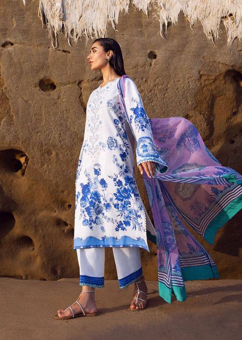 Sadaf Fawad Khan | Siraa Lawn 25 | Blue Pottery by Maria Faisal - Registered Vendor of : Sadaf Fawad Khan - type : Ladies Clothes - 100% original wedding dresses