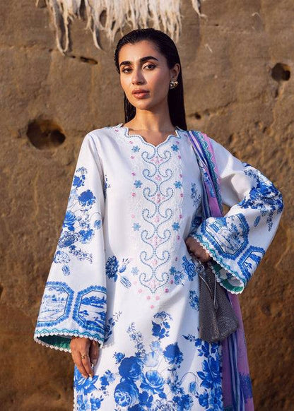 Sadaf Fawad Khan | Siraa Lawn 25 | Blue Pottery by Maria Faisal - Registered Vendor of : Sadaf Fawad Khan - type : Ladies Clothes - 100% original wedding dresses