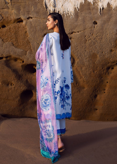 Sadaf Fawad Khan | Siraa Lawn 25 | Blue Pottery