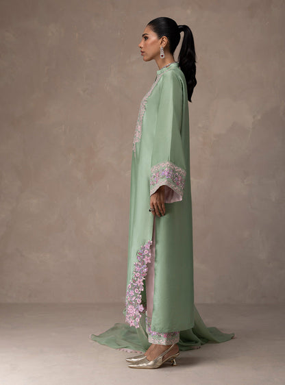 Zainab Chottani | Eid Edit 26 | Mint Bloom - Dress - available at Maria Faisal in UK and USA.