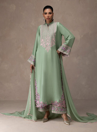 Zainab Chottani | Eid Edit 26 | Mint Bloom - Dress - available at Maria Faisal in UK and USA.