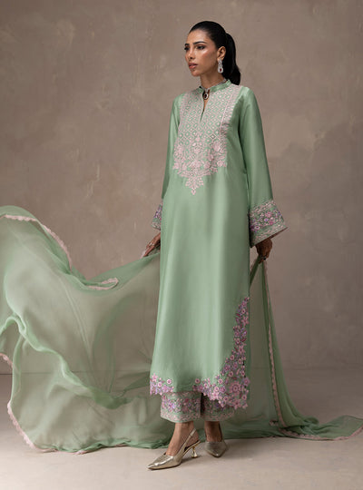 Zainab Chottani | Eid Edit 26 | Mint Bloom - Luxury Dress - available at Maria Faisal in UK and USA.