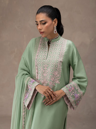Zainab Chottani | Eid Edit 26 | Mint Bloom - Luxury Dress - available at Maria Faisal in UK and USA.