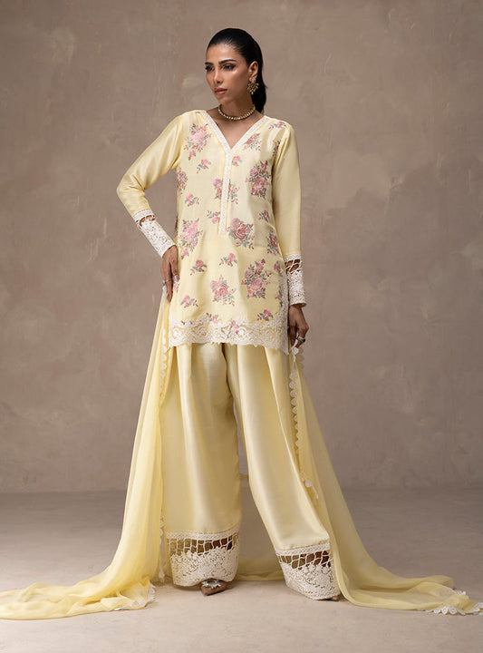 Zainab Chottani | Eid Edit 26 | Butter Yellow Bloom - Luxury Dress - available at Maria Faisal in UK and USA.