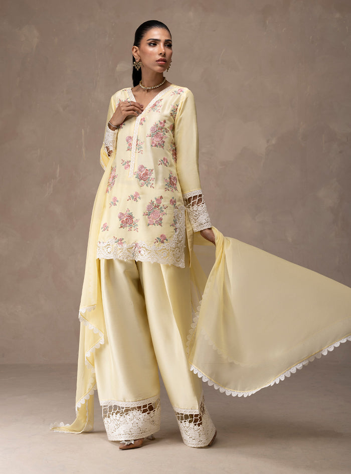 Zainab Chottani | Eid Edit 26 | Butter Yellow Bloom - Luxury Dress - available at Maria Faisal in UK and USA.
