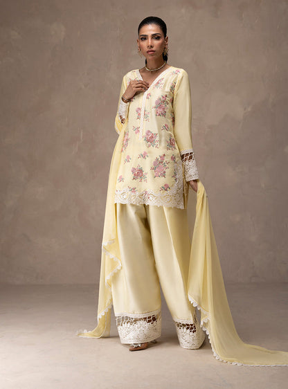 Zainab Chottani | Eid Edit 26 | Butter Yellow Bloom - Luxury Dress - available at Maria Faisal in UK and USA.