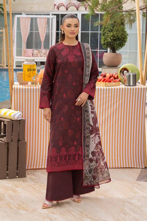 Saad Shaikh | Lawn 25 | Mehroon - Twilight Flora by Maria Faisal - Registered Vendor of : Saad Shaikh - type : Ladies Clothes - 100% original wedding dresses