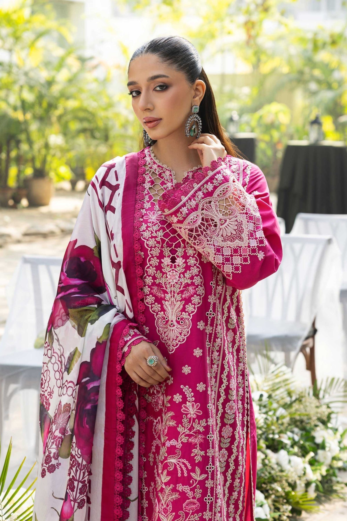 Akbar Aslam | Elaria RTW Lawn 26 | Evania - Luxury Dress - available at Maria Faisal in UK and USA.