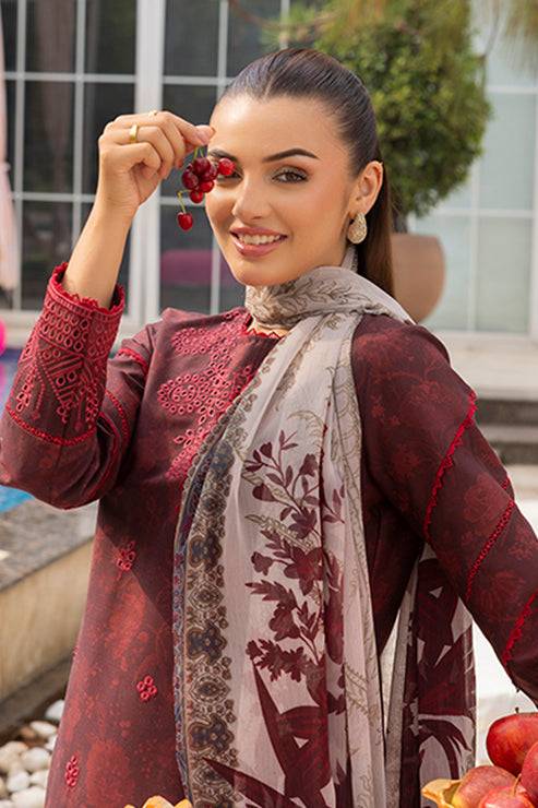 Saad Shaikh | Lawn 25 | Mehroon - Twilight Flora by Maria Faisal - Registered Vendor of : Saad Shaikh - type : Ladies Clothes - 100% original wedding dresses