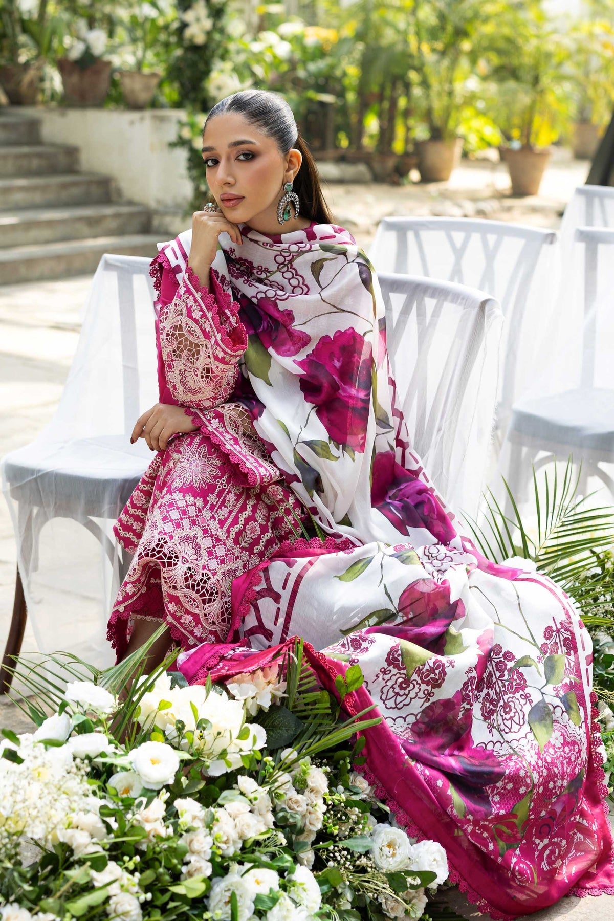 Akbar Aslam | Elaria RTW Lawn 26 | Evania - Luxury Dress - available at Maria Faisal in UK and USA.