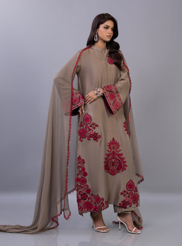 Zainab Chottani | Ramadan Edit 26 | Taupe Royale - Luxury Dress - available at Maria Faisal in UK and USA.