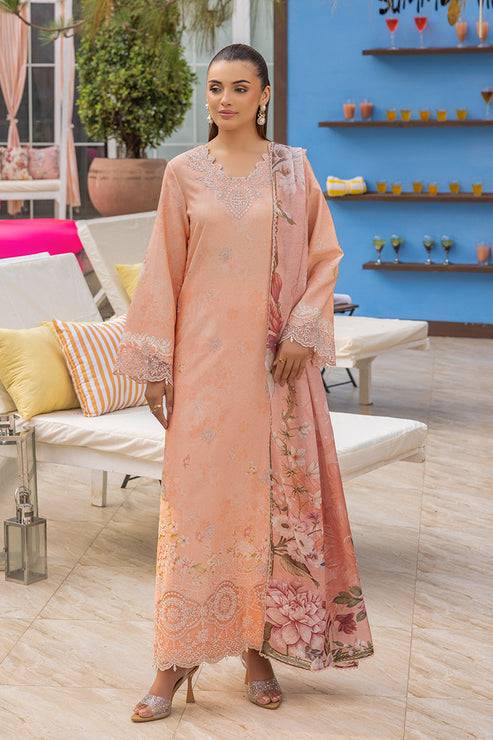 Saad Shaikh | Lawn 25 | Peach - Flayme by Maria Faisal - Registered Vendor of : Saad Shaikh - type : Ladies Clothes - 100% original wedding dresses