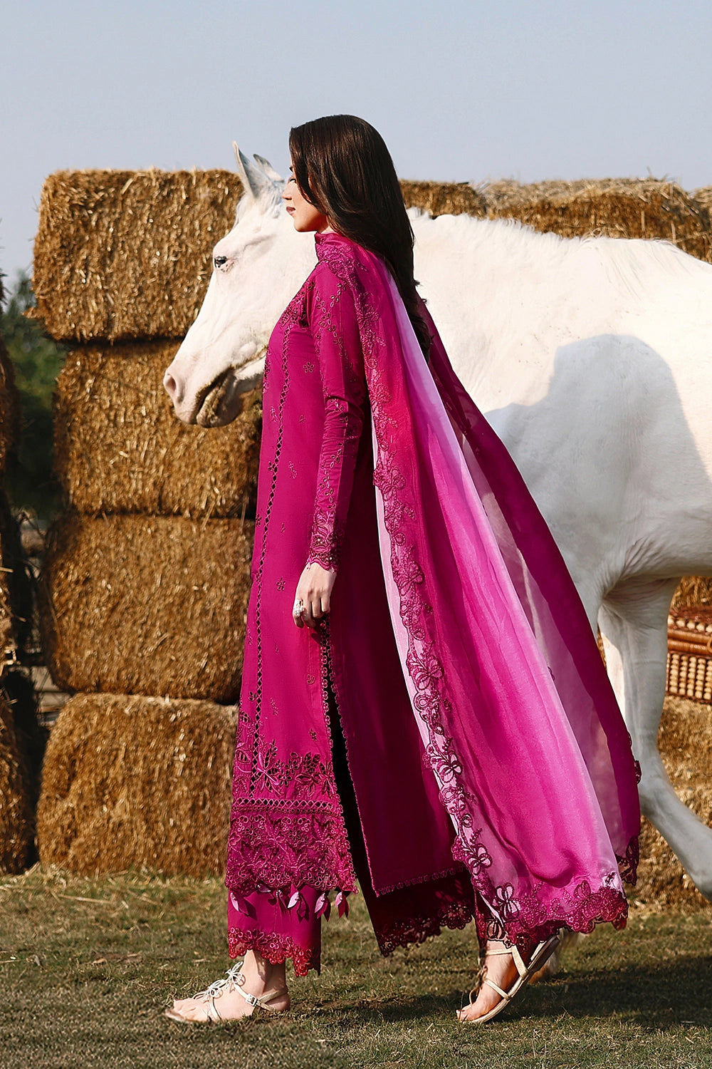 Azure | Luxury Lawn 26 | Barbella - Dress - available at Maria Faisal in UK and USA.