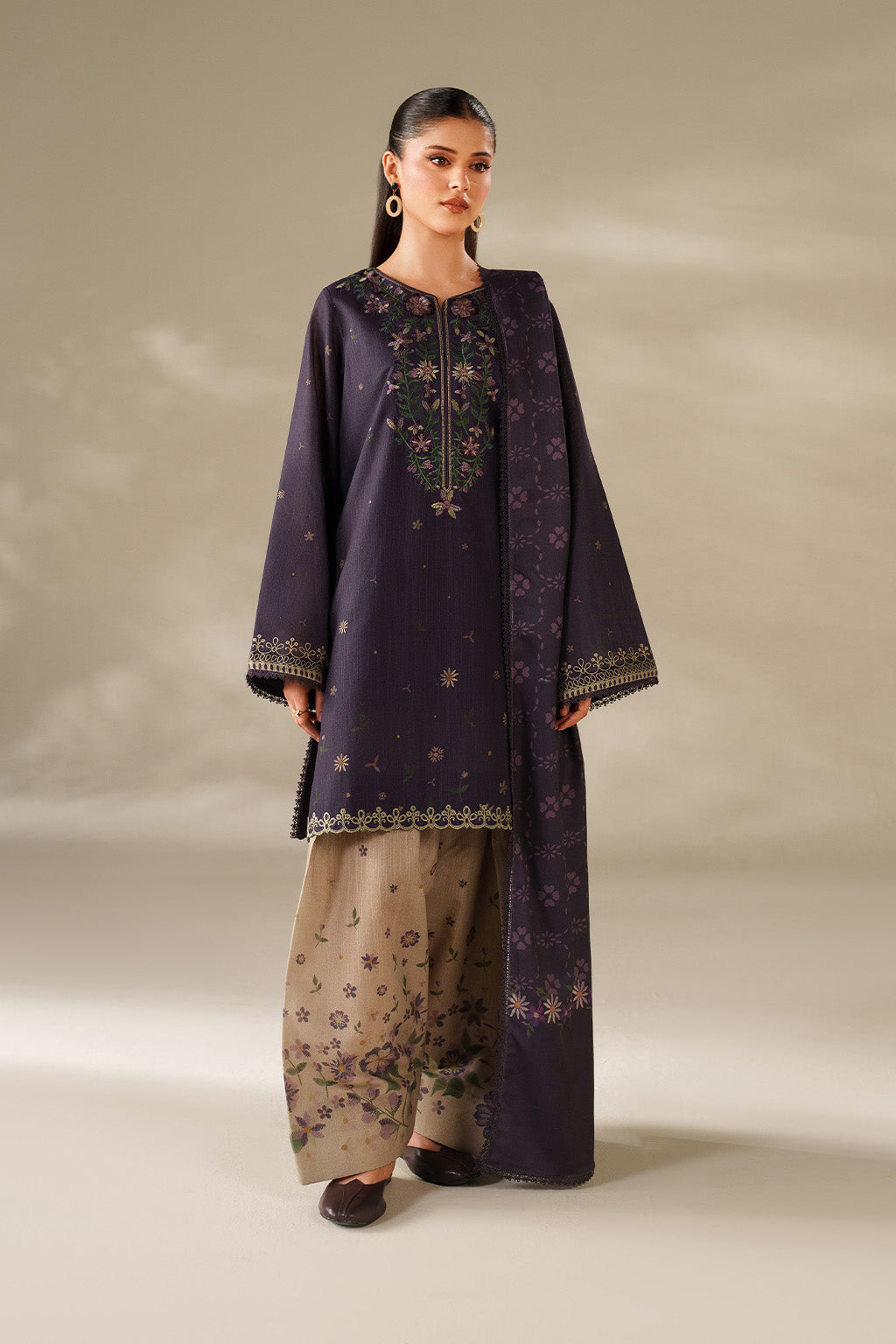 Iznik | Winter Chapter 25 | UE-568 Printed Khaddar - Casual Dress - available at Maria Faisal in UK and USA.