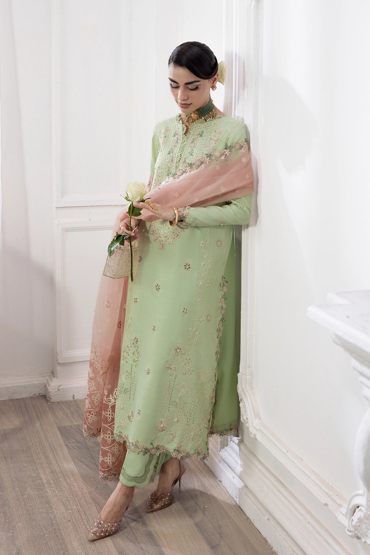 Rangrasiya | Lumeire Silk |Alma - Luxury Dress - available at Maria Faisal in UK and USA.