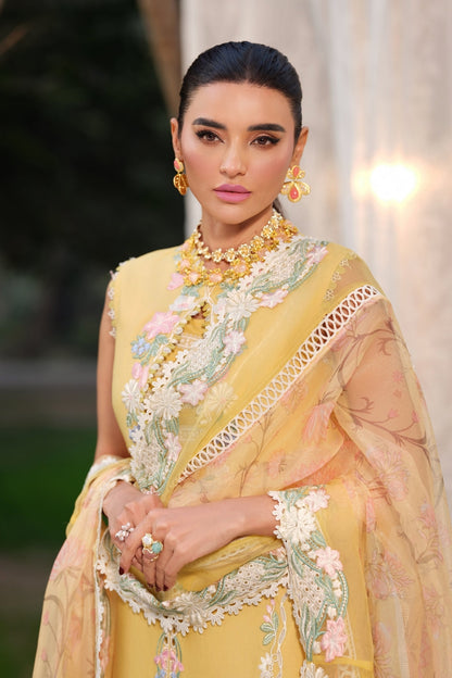Maryam Hussain | Luxury Lawn 26 | Sunflower - Luxury Dress - available at Maria Faisal in UK and USA.