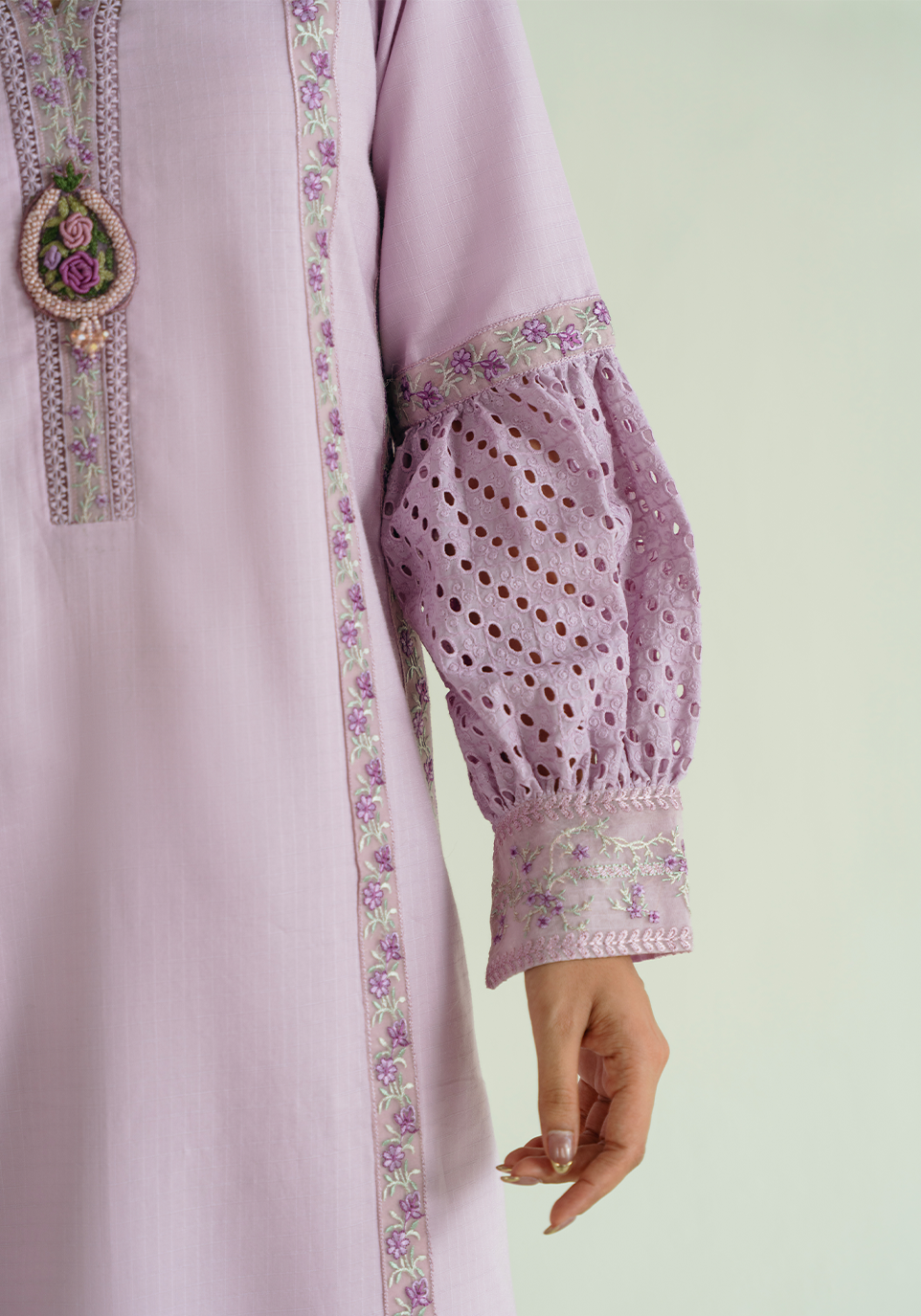 Zarqash | Whispers of Summer | LAVENDER VINES - Casual Dress - available at Maria Faisal in UK and USA.