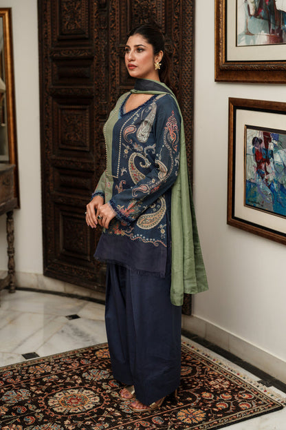 Shamaeel Ansari | Nazaakat Pret | Olive Muse - Formal Dress - available at Maria Faisal in UK and USA.