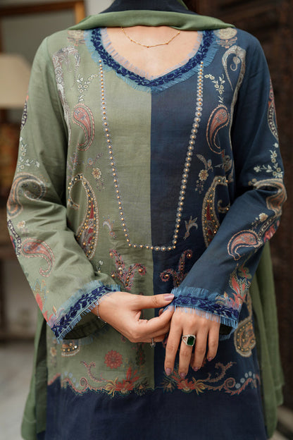 Shamaeel Ansari | Nazaakat Pret | Olive Muse - Formal Dress - available at Maria Faisal in UK and USA.
