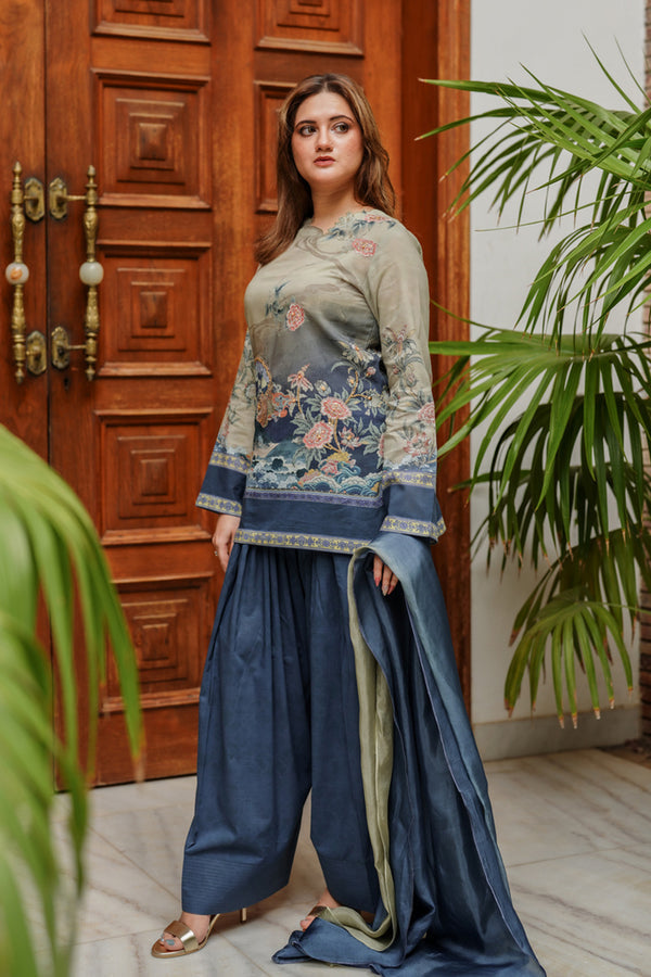Shamaeel Ansari | Nazaakat Pret | Azure Whisper - Formal Dress - available at Maria Faisal in UK and USA.
