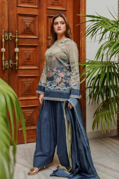 Shamaeel Ansari | Nazaakat Pret | Azure Whisper - Formal Dress - available at Maria Faisal in UK and USA.
