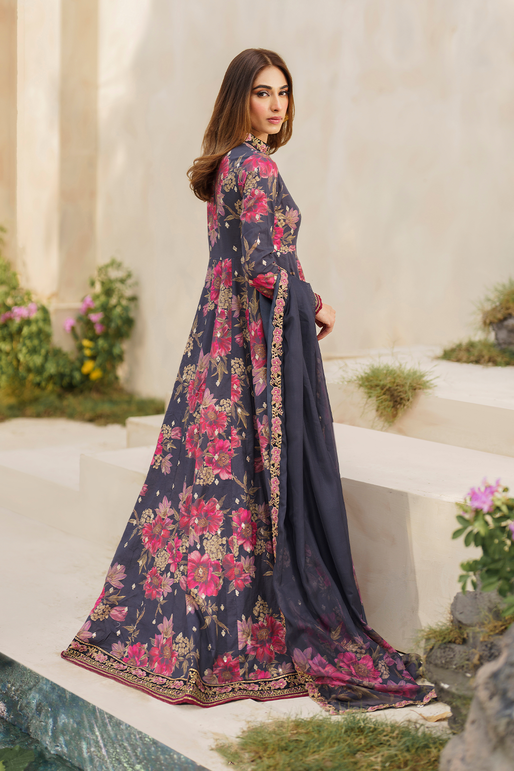Iznik | Festive lawn 24 | SFL-12 - Designer Dress with Intricate embroidery and embellishments. Shop elegent wedding dress at Maria Faisal.
