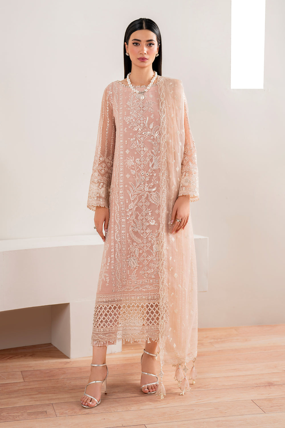 Baroque | Formals Collection | EMBROIDERED CHIFFON UF-681 - Formal Dress - available at Maria Faisal in UK and USA.