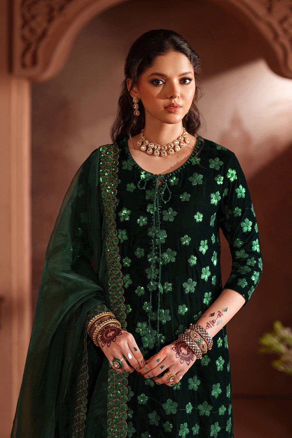 Iznik | Velvet 25 | IV-60 Embroidered Velvet - Formal Dress - available at Maria Faisal in UK and USA.