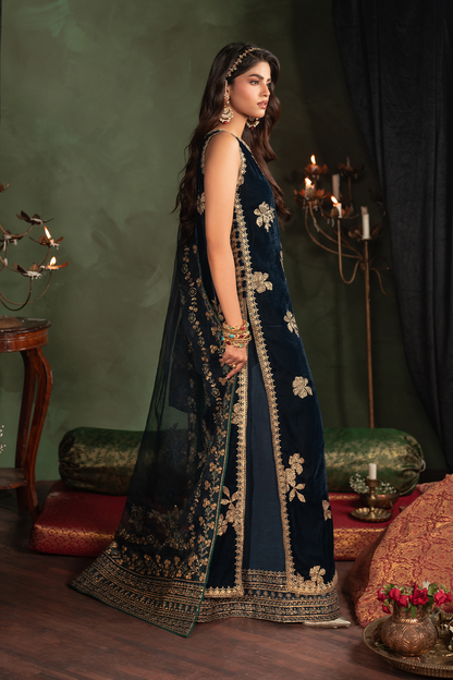 Iznik | Velvet 25 | IV-51 Embroidered Velvet - Formal Dress - available at Maria Faisal in UK and USA.