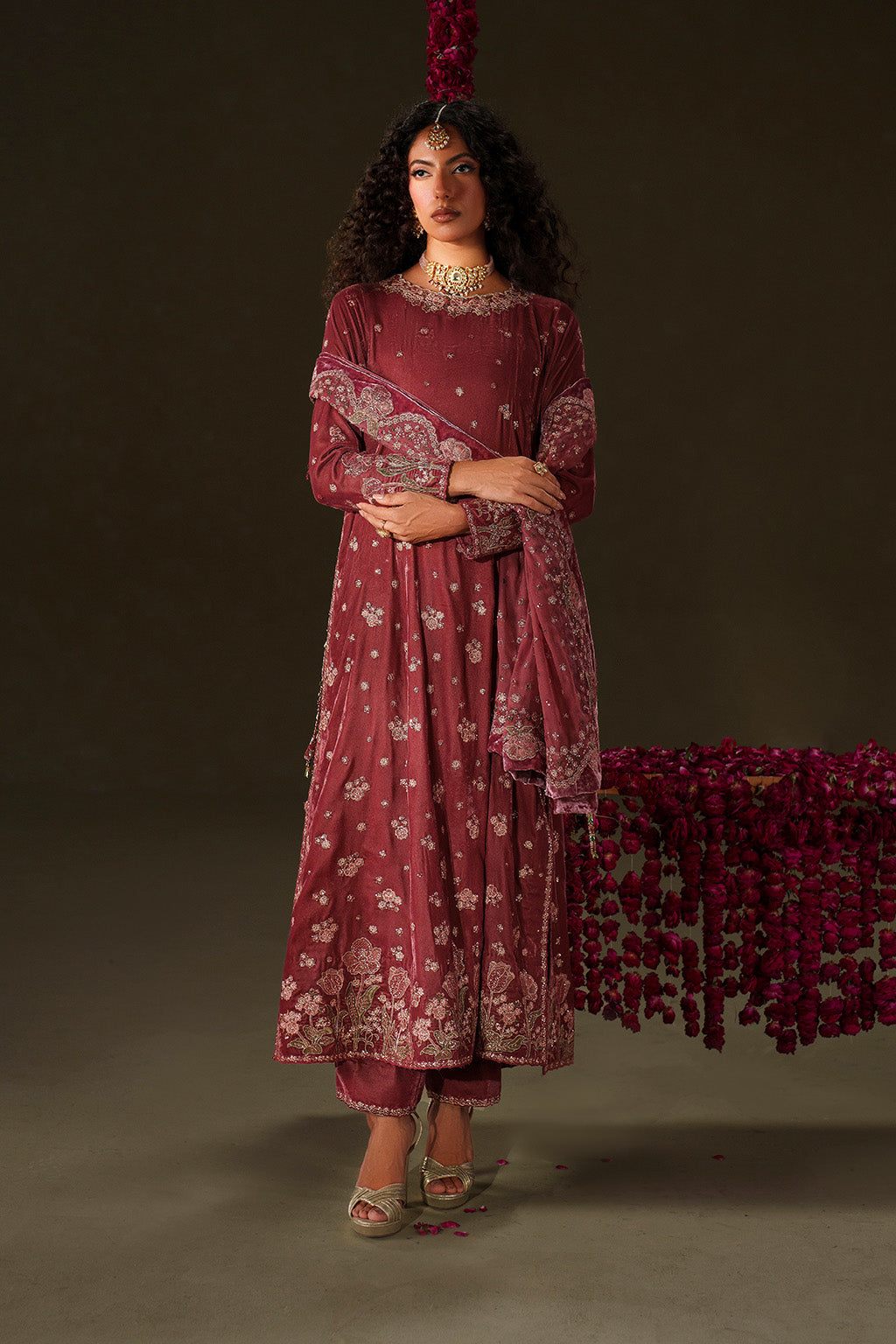 Iznik | Velvet 25 | IV-75 Embroidered Velvet - Formal Dress - available at Maria Faisal in UK and USA.