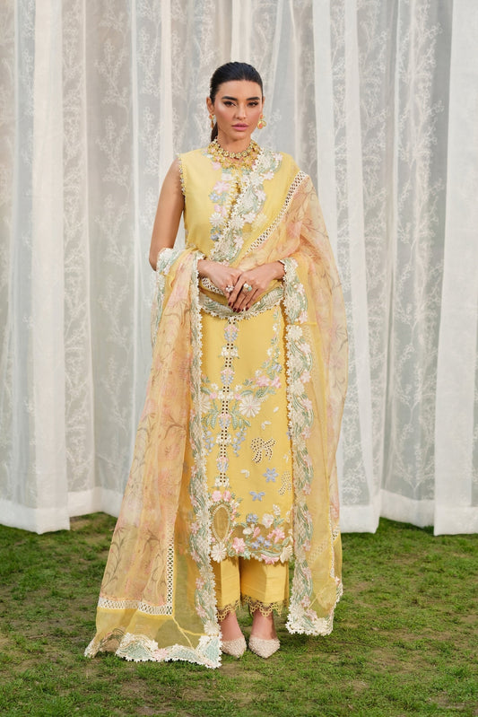 Maryam Hussain | Luxury Lawn 26 | Sunflower - Luxury Dress - available at Maria Faisal in UK and USA.