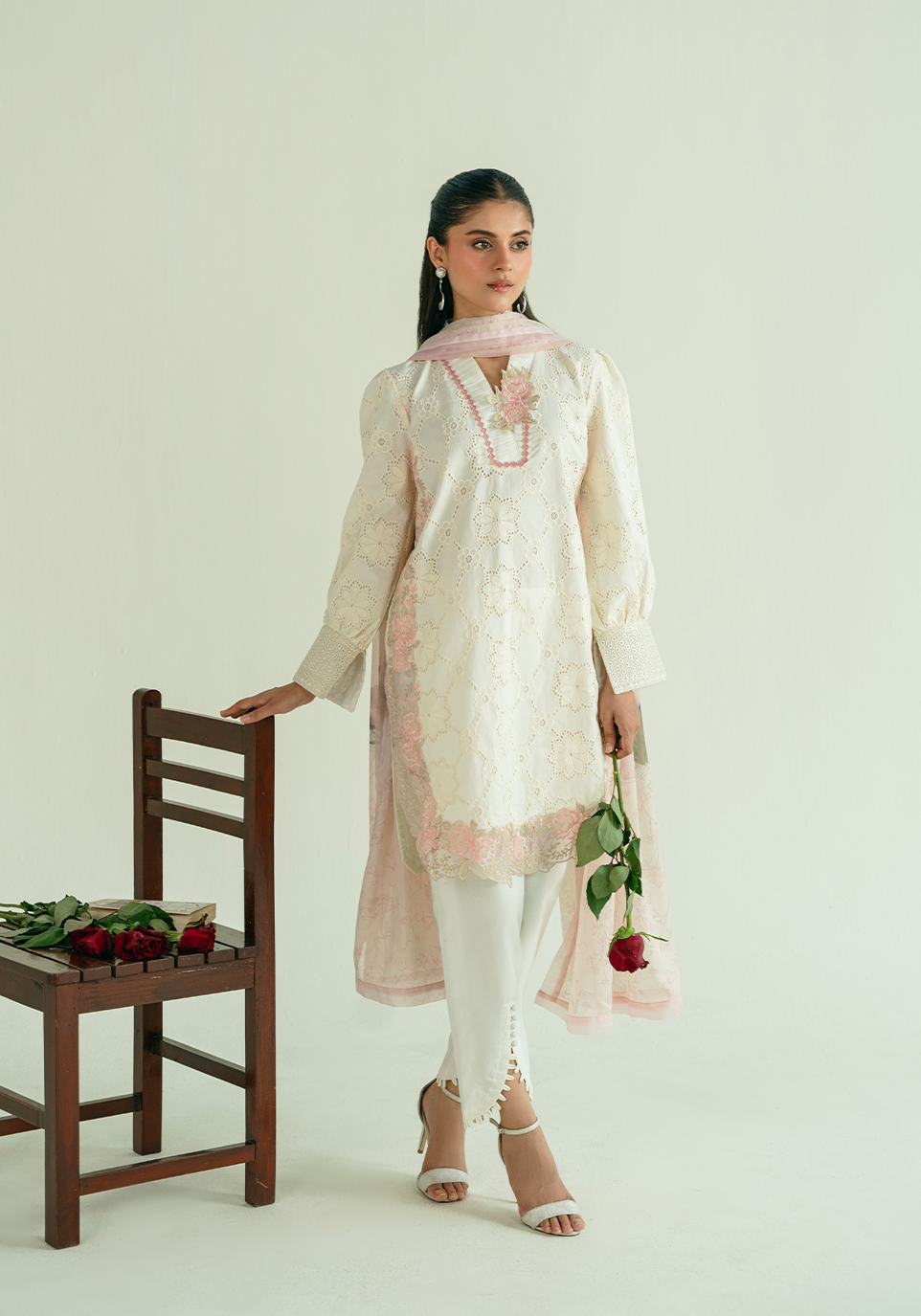 Zarqash | Whispers of Summer | IVORY POISE - Casual Dress - available at Maria Faisal in UK and USA.
