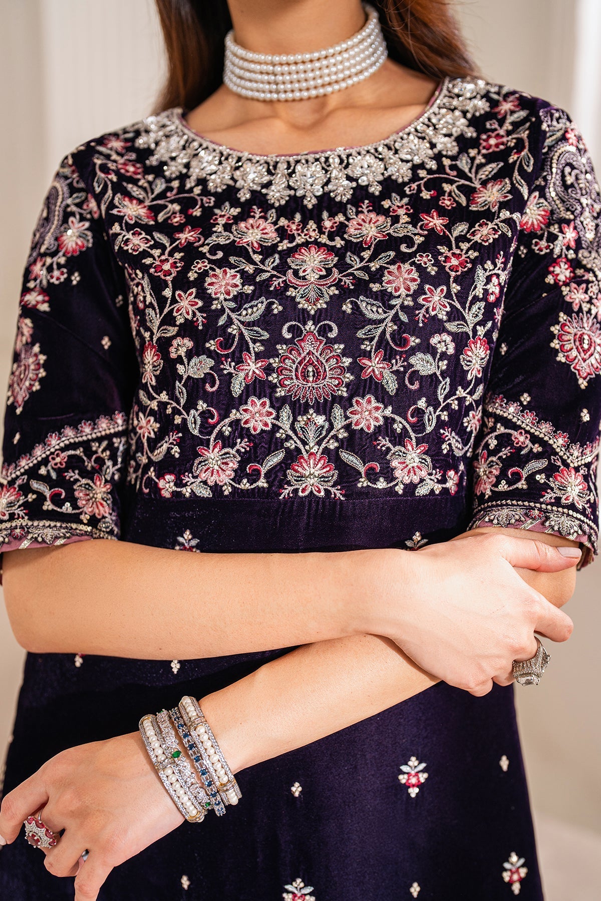 Baroque | Jahanara Luxury Velvet 24 | UF-750 - Designer Dress with Intricate embroidery and embellishments. Shop elegent wedding dress at Maria Faisal.