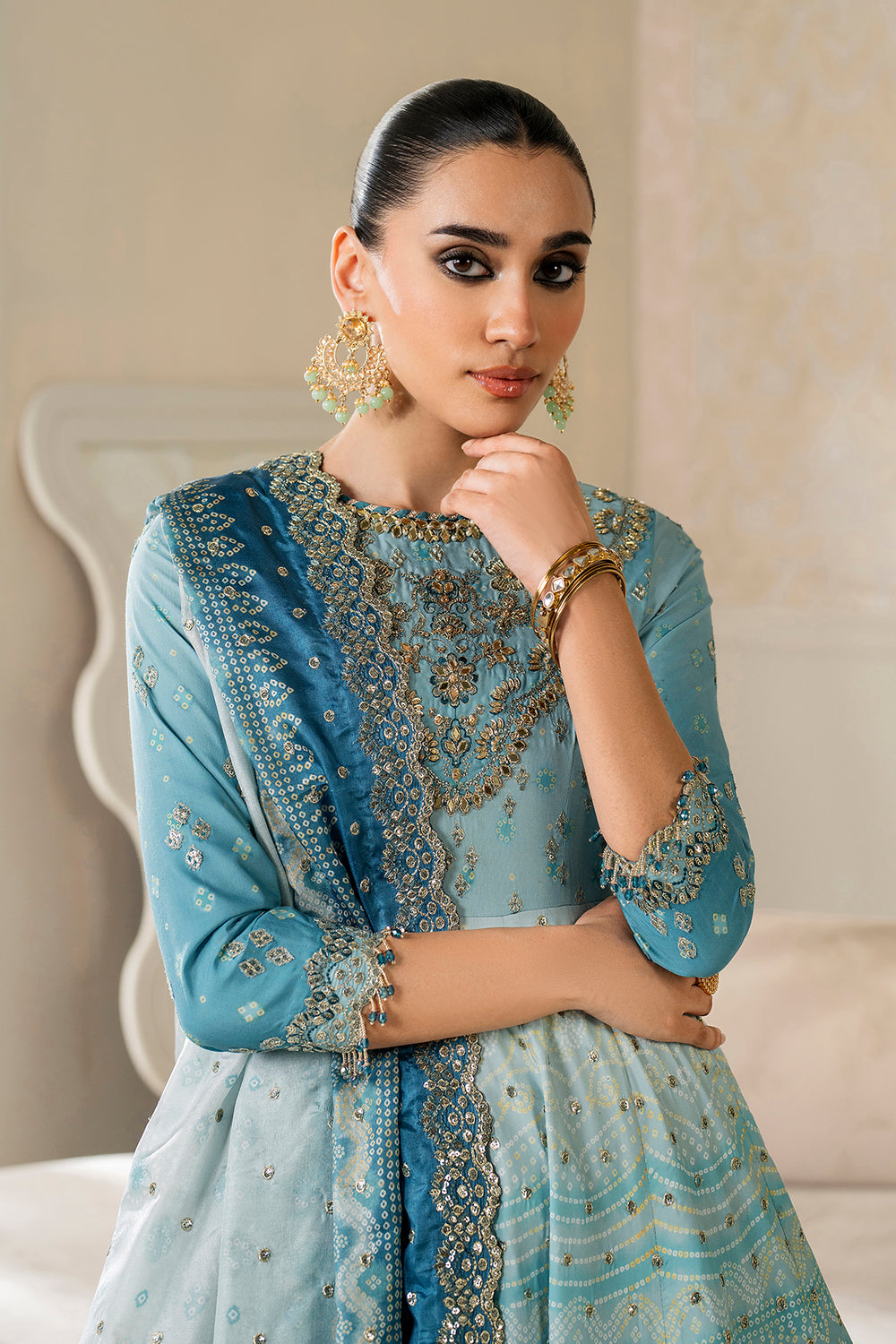 Baroque | Formals Collection | EMBROIDERED SILK UF-4162 - Formal Dress - available at Maria Faisal in UK and USA.