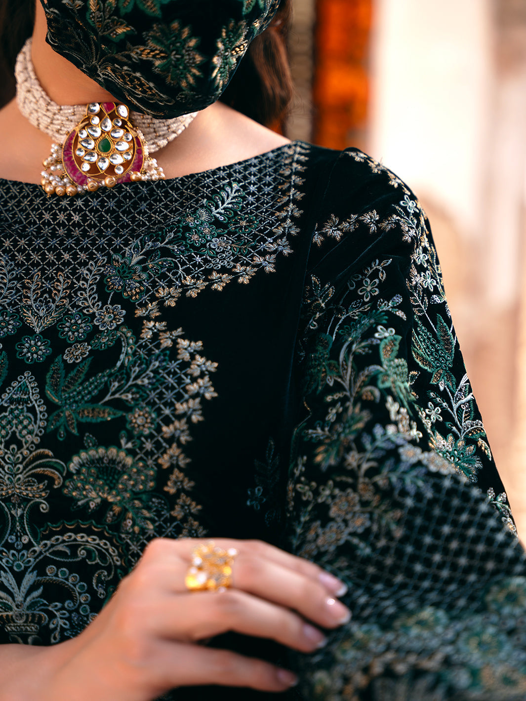 Flossie | Siara Velvet Formals | V-102 - B - Ladies Clothes - Maria Faisal