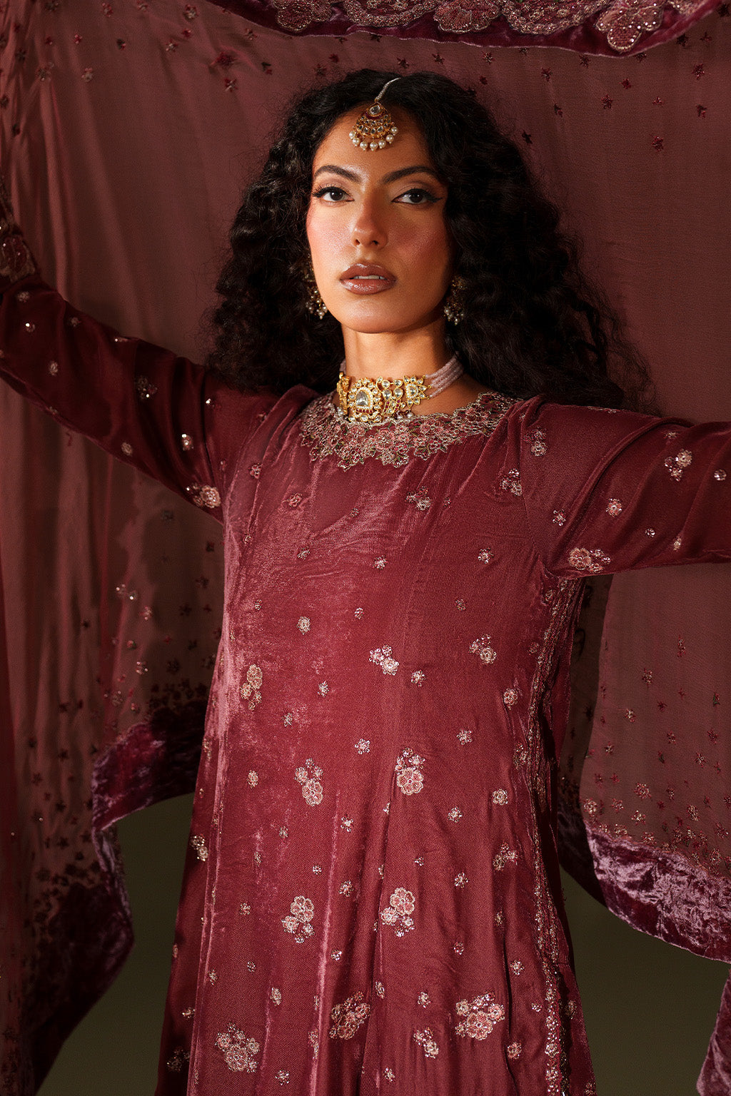 Iznik | Velvet 25 | IV-75 Embroidered Velvet - Formal Dress - available at Maria Faisal in UK and USA.